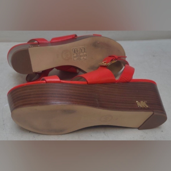 Michael Kors Poesy Red Wedge Platform Sandals Size 9 Used Exc  MSRP $150 - Picture 7 of 8